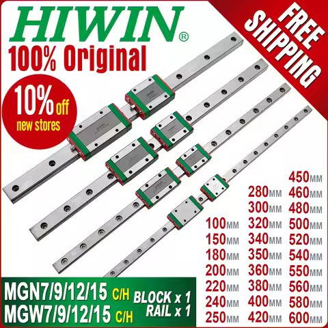 Original Hiwin mini Linear guide rails block carriage MGN12H MGN9H MGN12C MGN15C MGN7H MGN9H MGN12H 