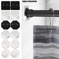 ONLYGOODS 2pcs Shower Curtain Rod No Drilling Stick Screw Fixation Wall Adhesive Universal Tension H