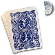 Hat Trick Magic Blue Back Wizard Stripper Deck and Bite Out Quarter Trick Kit Includes Replacement R