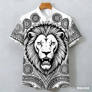 Men's Lion Pattern POLO Shirt for men Clothing Ethnic Style Vintage shirt ASEAN Clothing Tops Ethnic
