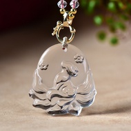 Natural White Crystal Fox Pendant Crystal Moon Fox Nine-Tailed Necklace Fate Fox Phoenix Nine Neckla