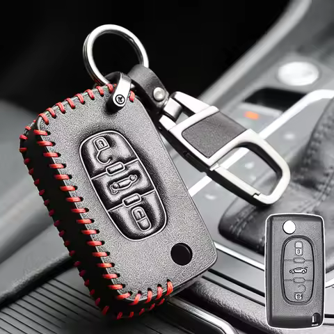 3Button Leather Car Remote Key Fob Cover Case Shell For Peugeot 207CC 307SW 308CC 2006-2025 Citroen 