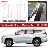 6Pcs Glossy Chrome Mirror Effect Car Door Center Middle B C Pillars Post Cover Trim For Mitsubishi P
