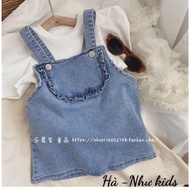 Set áo tay bồng kèm váy yếm HN kids