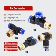 PB/PD/PX  pneumatic air connector PH Hose Adapter Male thread Quick Joint Y Style Push In Fittings