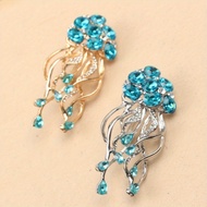 Fashion Fantasy Ocean Blue Jellyfish Brooch Delicate High Appearance Level Crystal Corsage
