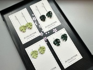 皮革龜背芋耳環│耳鈎│耳夾【龜背竹】