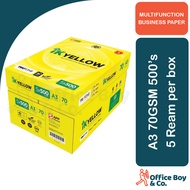 IK Yellow A3 Copier Paper 70gsm 500's (1 Carton Box 5 Ream)(500 sheets/ream) / A3 Paper / Kertas A3