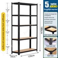 Rak besi susun 5 susun Rak besi siku Rak dapur Rak gudang Rak Aquarium  Rak baja siku 120x50x180cm