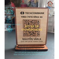 SG-Wooden board engraved with QR Code payment, QR wifi connection, table base made to order - Wooden