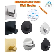 [SG Seller] 304 Stainless Steel Self Adhesive Hook Hanger for Bathroom Home Kitchen Door Hook Towel Hanger