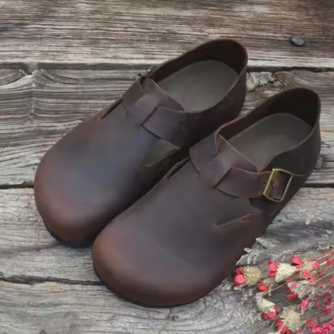 Careaymade-Genuine Leather single shoes cork man's bocken shoes Crazy Horse retro big head shoes wom