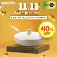 Greenpan Essence Taupe Wok With Lid 28cm, 32cm - Ceramic Non-Stick Coating, Non-Toxic, All Stovetops