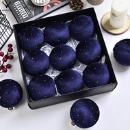 8cm Diamond Point Christmas Ball Charm - 9 PCS Velvet Ornament for Holiday Decor