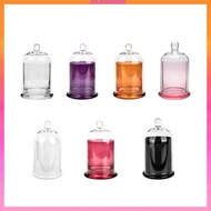 [Kloware2] Cloche Candle Holder Cover Candle Jar Cup Glass Cloche Dome with Base for Plants Dessert