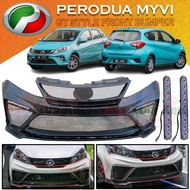 PERODUA MYVI 2018-2021 GT STYLE FRONT BUMPER WITH DAYLIGHT LED (GT) MATERIAL FIBER GT BUMPER DEPAN M