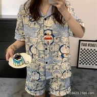 哆啦A夢短袖睡衣 可愛夏季角色扮演睡衣 動漫人物睡衣 卡通家居睡衣 兒童禮物