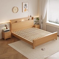 Direct Sale Simple Storage Modern Bedding Double Bed 1.8m Beech Bed Factory Solid Wood Master Log Al