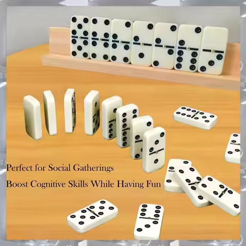 A84F-Dominos Set For Adults Dominoes Classic Board Games 28 Tiles Double 6 Dominoes Family Games For