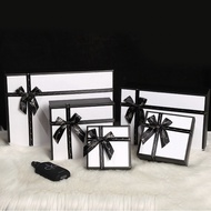 White Black Gift Box with Paper Bag / Portable Hard Square Ribbon Gift Box For Party Door Gift Wedding Baby Fullmoon