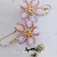 鉤針 串珠 編織 櫻花 耳環