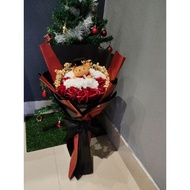 Graduation Flower Bouquet, Red Graduation Bouquet, Teddy Bear Soap Flower Bouquet