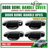 Door Bowl Handle Cover Honda City 2003 - 2007 Protector Guard Chrome Carbon Black Accessories
