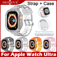 สายนาฬิกา Apple Watch Ultra Silicone Clear Sport สายนาฬิกาคริสตัล Apple Watch 49 มม สายนาฬิกา Apple Watch Ultra + Case สายนาฬิกา Sport Clear Case สายนาฬิกาซิลิโคนหุ้มเกราะโปร่งใส