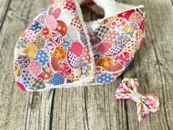 新年飾物 手工縫製和風小兔保暖圍巾圍脖頸巾 及和風花花髮夾