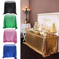 1pc Table Cover Table Cloth Glitter Sequin Tablecloth Table Skirt Wedding Party Rectangular Multi-Co