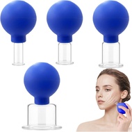 Set Bekam Muka, Set Bekam Silikon Kaca 4 Keping, Set Terapi Bekam Vakum Urut untuk Badan, Muka, Kaki