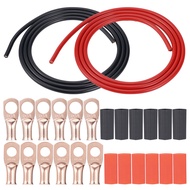 2pcs 2M Wire Battery Power Welding Cable PVC Tinned Copper Wire 6AWG Gauge Thickened Terminals 5/16 