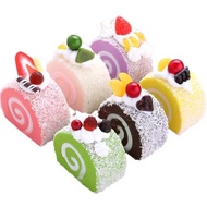Fake Cake Squishy Sponge Cake Swiss Roll Squishy Colorful Cake With MAGNET Destress Rebound Squishy 
