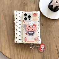 For iPhone 17 15 13 14 16 pro max case ins Fashion Cute Fat Toot Chef Zuemon Piggy Dumb Pendant Pend