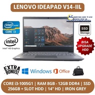ready laptop lenovo ideapad v14-ill core i3-1005g1 ram 12gb ssd 256gb