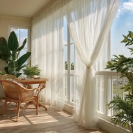 TEMU 1/ 2/ 3/ 4pcs 9.85ft White Sheer Voile Curtain - Light Filtering Window For Dining Room, Bedroo