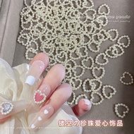 50Pcs Flat Bottom Hollow Love Pearl Nail Art Accessories/Pure White Off-White  Nail Decoration 美甲纯白米