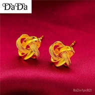 ◩ ❏ ۞ saudi gold 18k pawnable legit Gold Earrings Original Trendy Simple Female Small Earrings Four