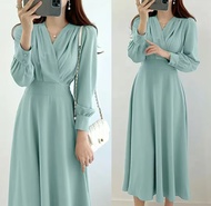 SAQUELLA  LONG DRESS KONDANGAN/GAUN PESTA MATERIAL  SYAKILA SUPER LEMBUT/DRESS KOREAN STYLE VARIASI 