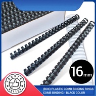 (Box) Plastic Comb Binding Rings | Binding Comb | Binding Comb Ring | Comb Binding - Black Color 16m