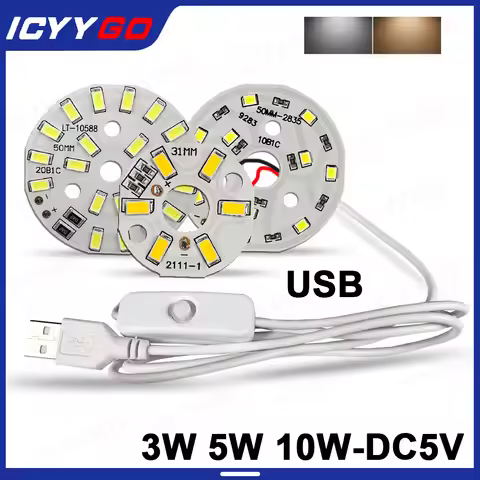1PCS/lot Round LED Light Panel DC 5V 5W 10W Low Voltage 5730 2835 LED 3000K Warm or White 6000K USB 