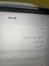 iPad Pro 3代11吋256G 5G 9成新連keyboard+筆