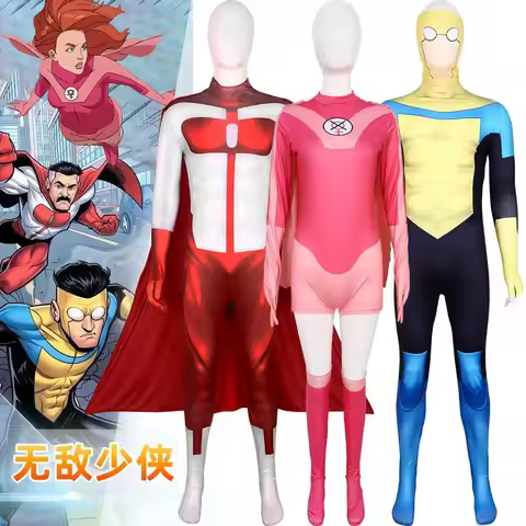 Invincible Mark Grayson Atom Eve OmniMan Omni Man Cosplay Costume Kids Adult Zentai Jumpsuit for Wom