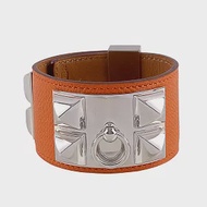 HERMES EPSOM皮 鉚釘銀釦CDC手環_展示品 (S)(橘色)