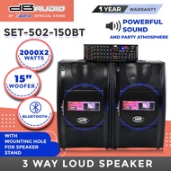 DB Audio SET-502-150BT 3 way loud speaker with amplifier | 2000 x 2 watts | 15" woofer | Bluetooth