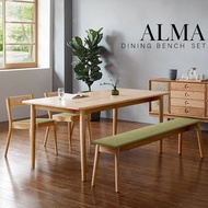 Alma Dining Table (120*60 @ 140*70) With 2 Chair & Bench