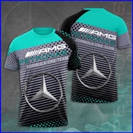 F1 Mercedes AMG Training Tshirt Casual Sport Tee Summer Short Sleeve Plus Size