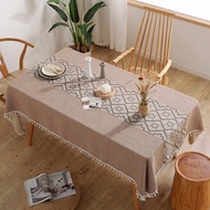 ผ้าปูโต๊ะที่เรียบง่ายพู่ที่ทันสมัยลายสก๊อตสี่เหลี่ยมผ้าผ้าปูโต๊ะโต๊ะกาแฟผ้าปกปิกนิกผ้าปูโต๊ะจุด