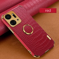 Da hoa văn cá sấu sang trọng Ốp mạ đối với Honor X7A xe đế dạng nhẫn Bìa Honor X7A 2024 trường hợp