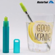 MasterTool - 可重複用吸管 不銹鋼伸縮吸管，環保便攜飲管，綠色 便攜式伸縮旅行吸管 附盒和清潔刷